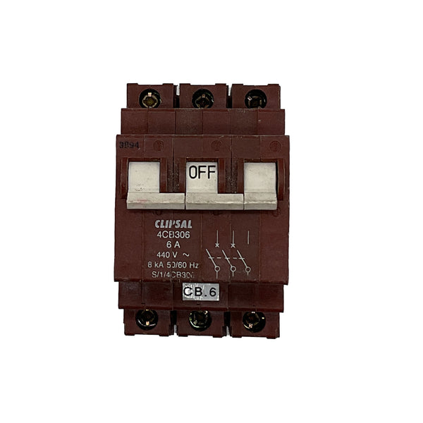 Clipsal Miniature Circuit Breaker 3 Pole 6A 8kA 415V 4CB306
