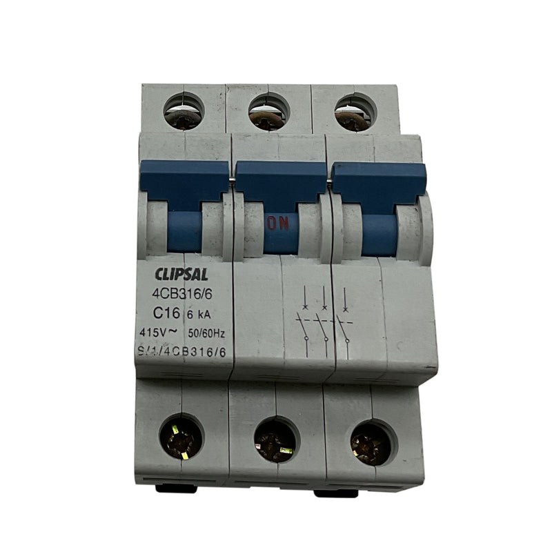 Clipsal Miniature Circuit Breaker 3 Pole 16A 6kA 4CB316/6