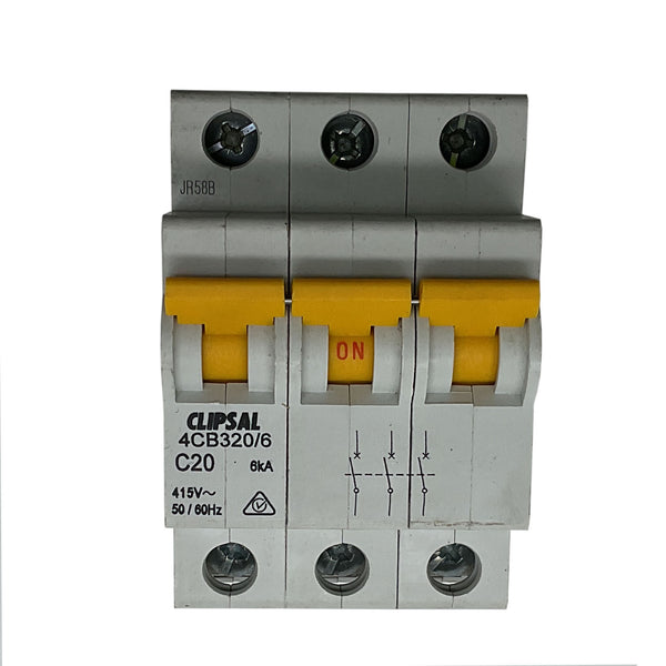 Clipsal Miniature Circuit Breaker 3 Pole 20A 6kA C20 415V 4CB320/6