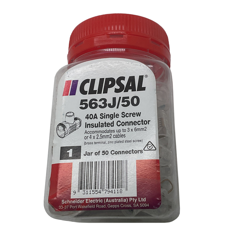 Clipsal Connector 500V AC 40A Screw Terminal White 563J/50