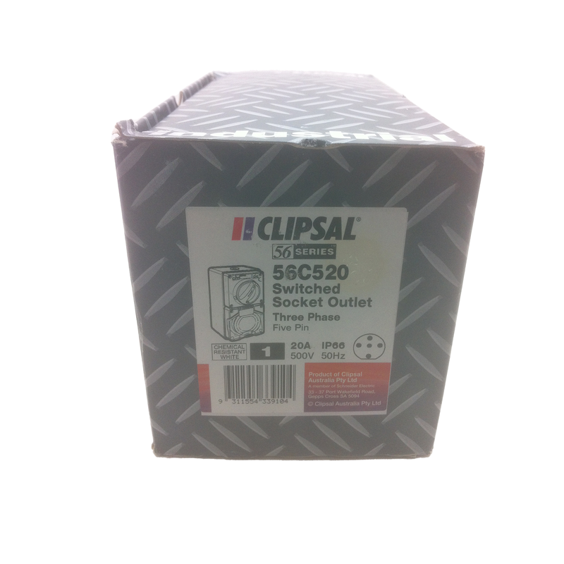 Clipsal Weatherproof ON/OFF Switched Socket Outlet 20A 5 Pins Round Gray 56C520