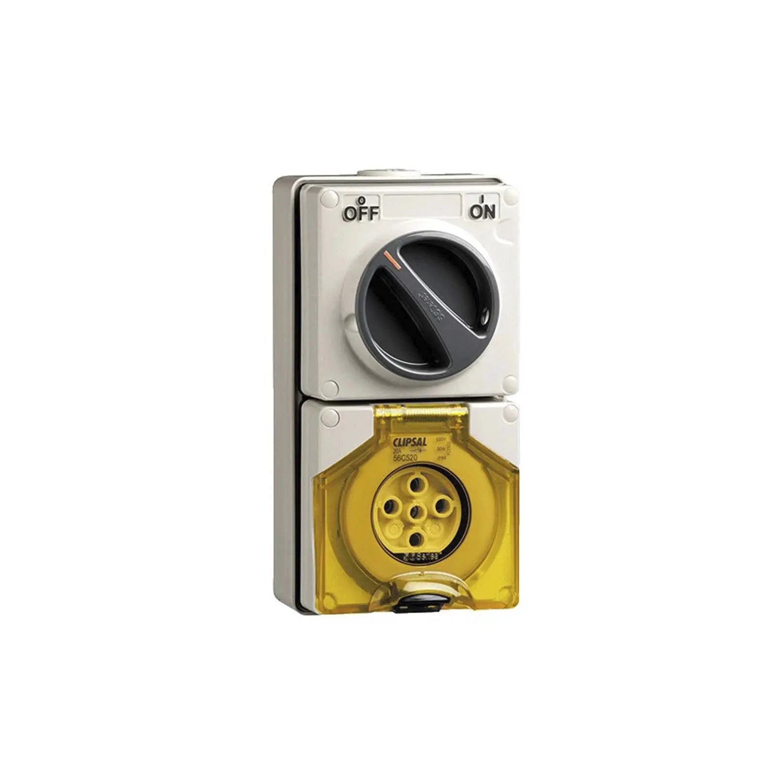 Switched Socket Outlet 20A 5-Pin Weatherproof Gray 56C520 Clipsal