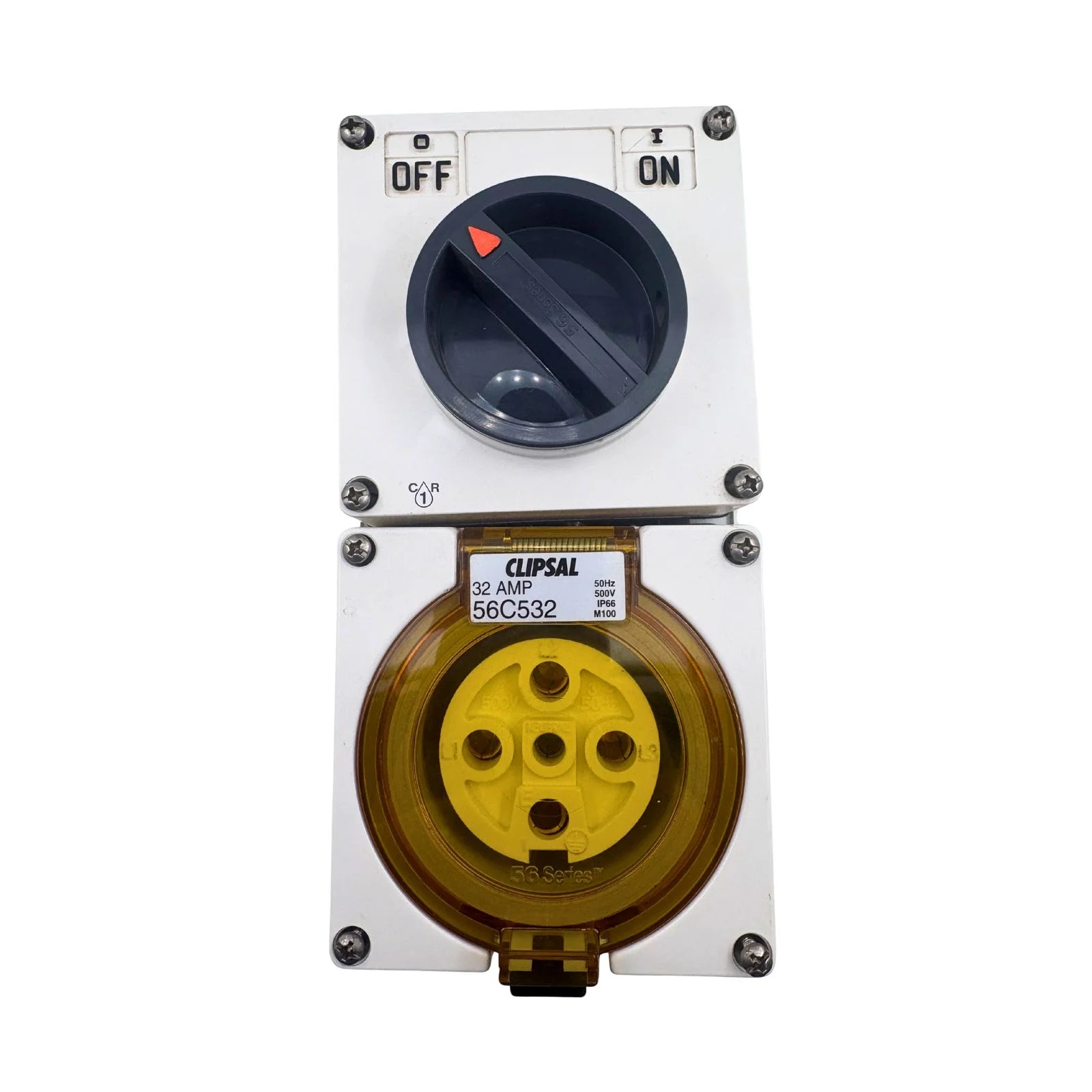Clipsal Weatherproof ON/OFF Switched Socket Outlet 500V 32A 5 Pins Round 56C532