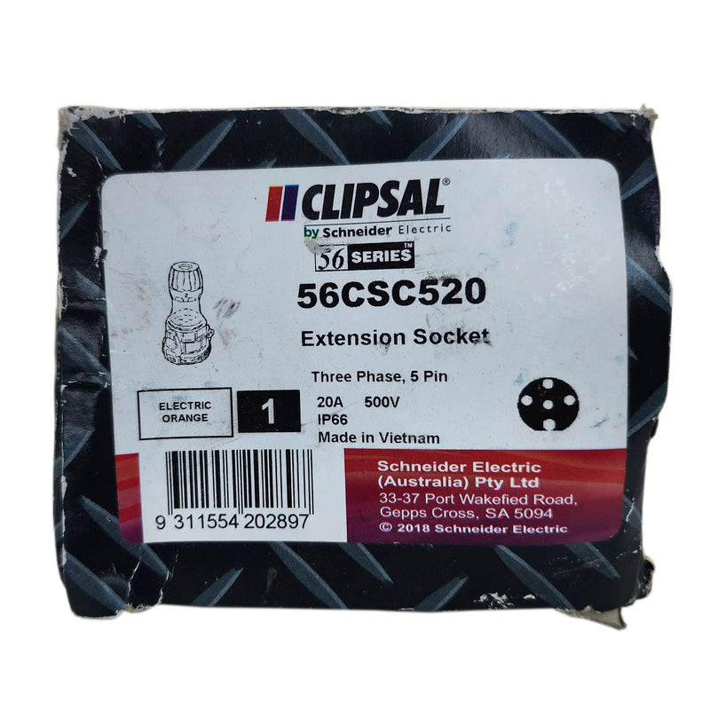 Clipsal Cord Extension Socket 5 Round Pin 500V 56CSC520