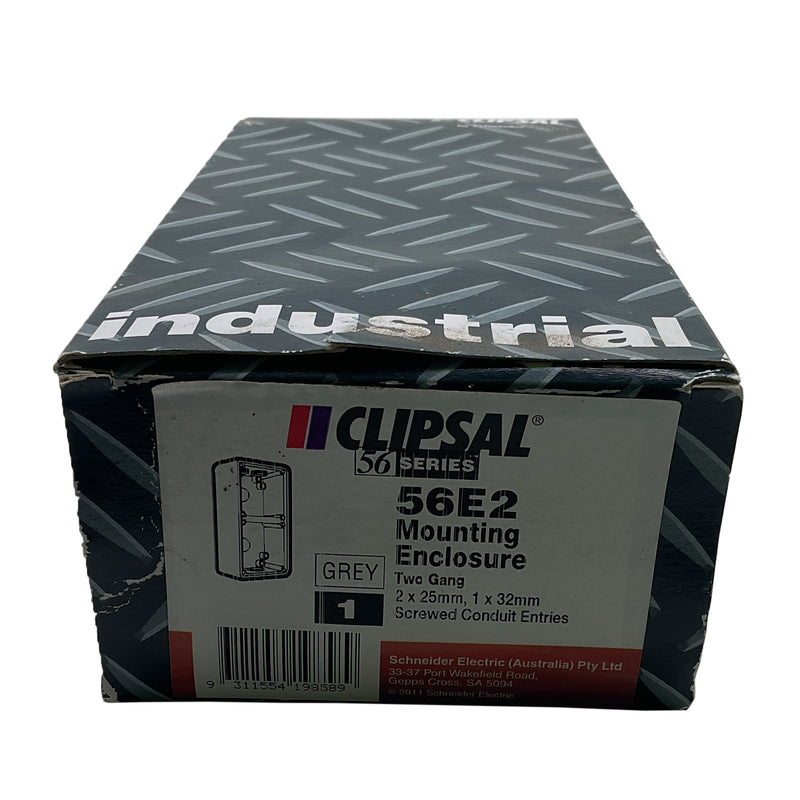 Clipsal 2-Gang Mounting Enclosure 198x102x63mm Grey 56E2