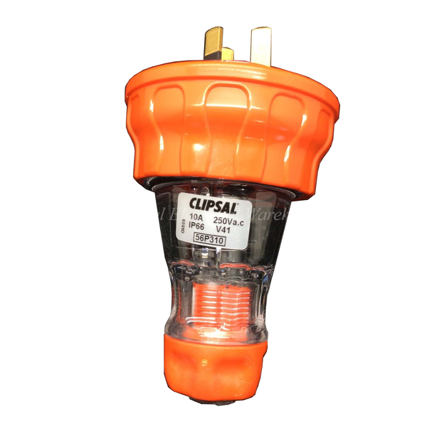 Clipsal Weatherproof Extension Cord Plug Socket 250V 10A 3 Flat Orange 56P310