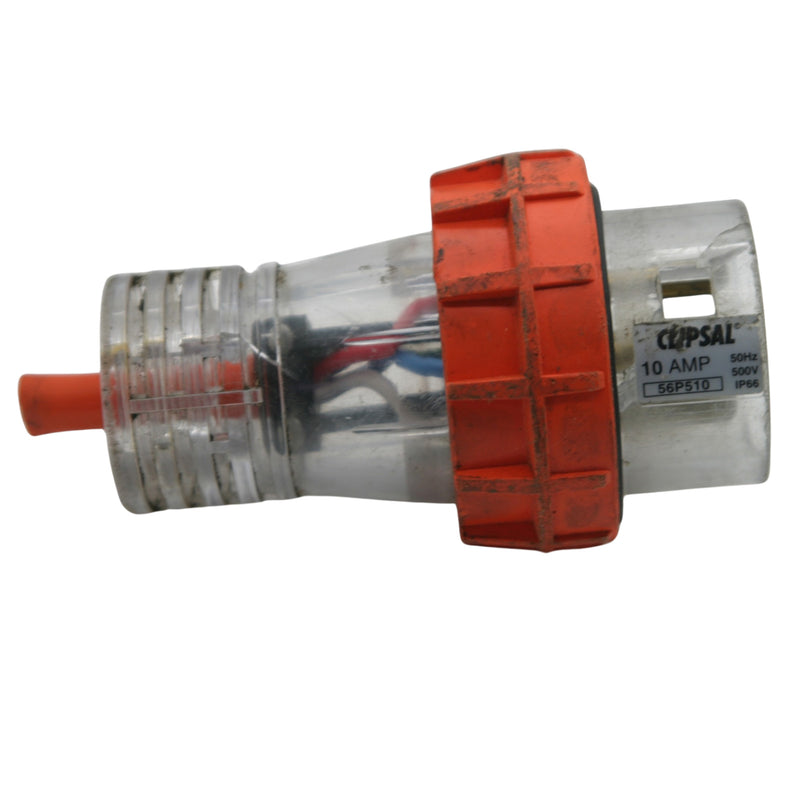 Clipsal Weatherproof Extension Cord Plug Socket Straight 500V 10A 5 Pin Round Orange 56P510