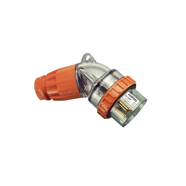 Clipsal Weatherproof Extension Cord Plug Socket Angled 32A 5 Pin Orange 56PA532