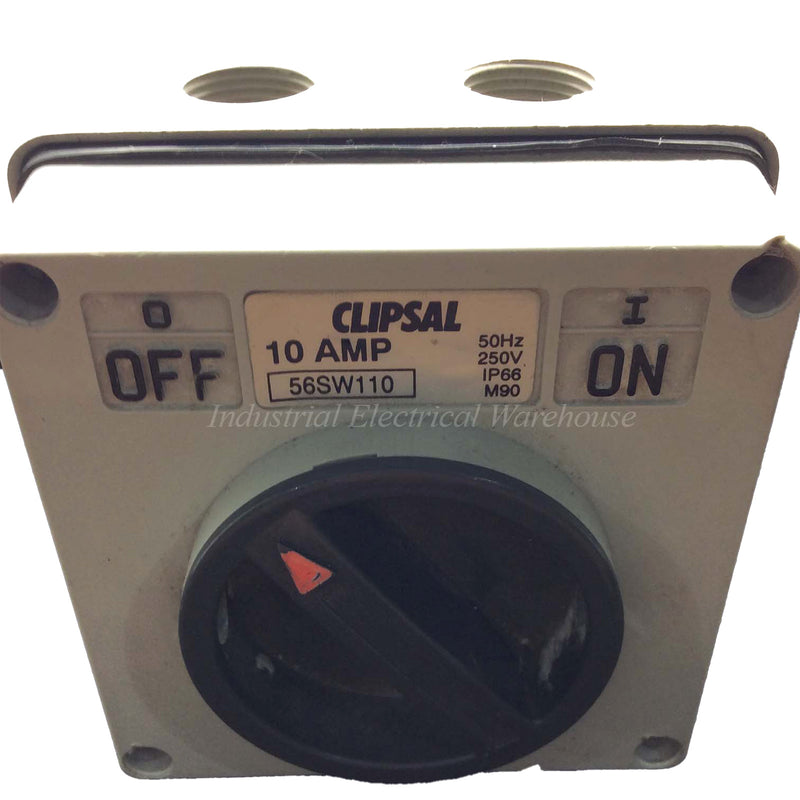 Clipsal Weatherproof ON/OFF Surface Switch 250V 10A 1 Pole Gray 56SW110