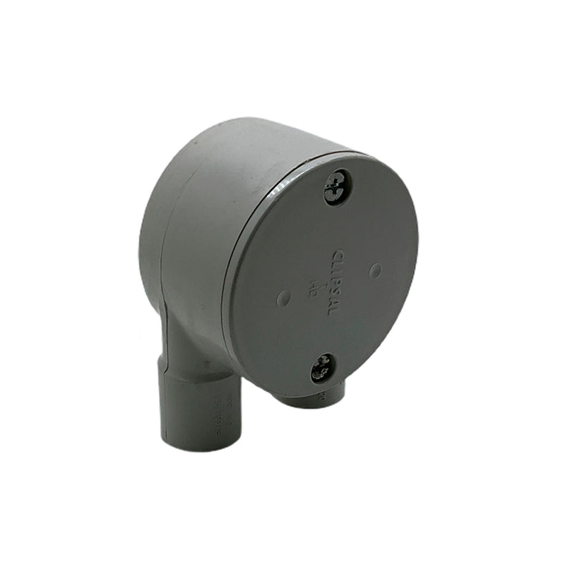 Clipsal Conduit Round Junction Box Tangential 2 Way Through 20mm Gray T240/2/20