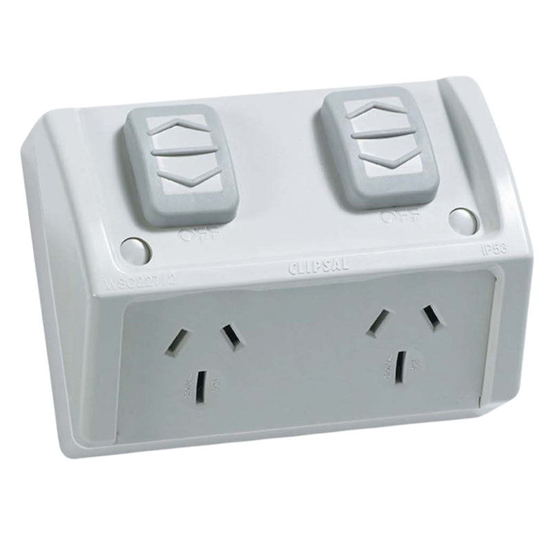 Clipsal Weatherproof Base for Twin Switch Socket Outlet Gray WSCF227/2