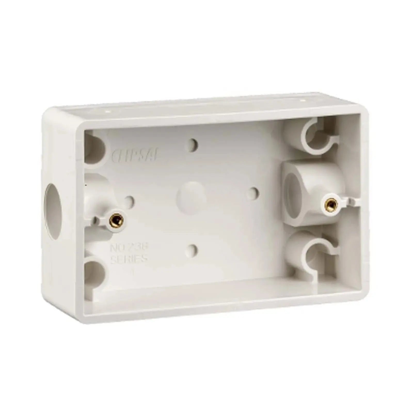 Clipsal Surface Enclosure 1 Gang Mounting Box White w/ 20mm Entry 238