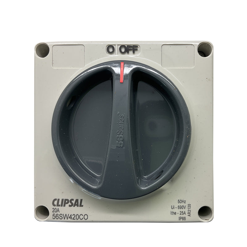 Clipsal Surface Switch Reversing & Changeover 4 Pole 500VAC 20A 56SW420CO