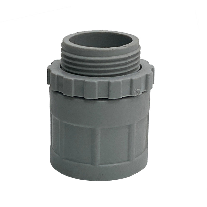 Conduit Locknut Screwed Adaptor Plain To Threaded 25mm PVC Grey