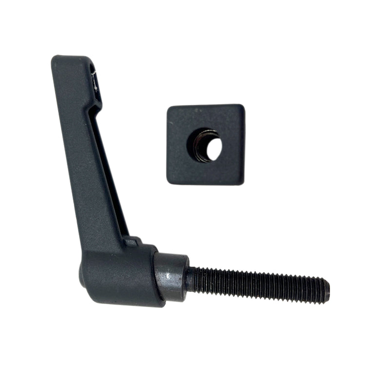 Conveyor Belt Guide Rail Adjustable Rachet Lever Black M8x40mm Tube End Square