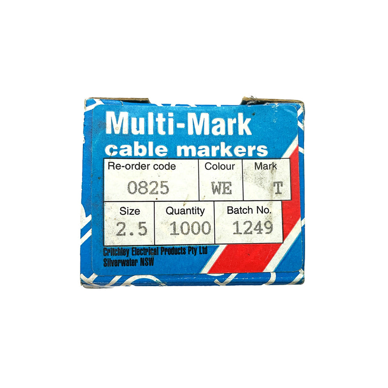 Critchley MultiMark Kit Cable Marker Label Mark T Size 2.5mm 0825