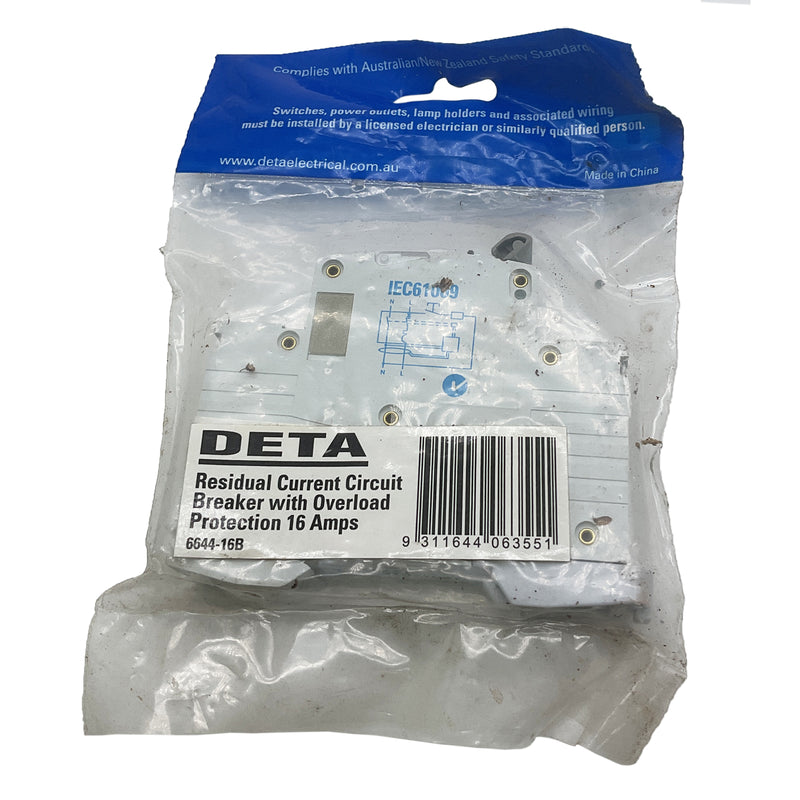 DETA Residual Circuit Breaker With Overload Protection 16A Din Rail 6644-16B