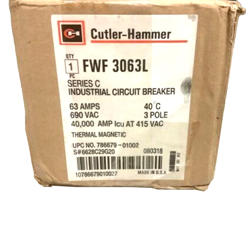 Eaton Klockner Cutler Hammer Circuit Breaker FWF 3 Pole 690VAC 63A FWF 3063L