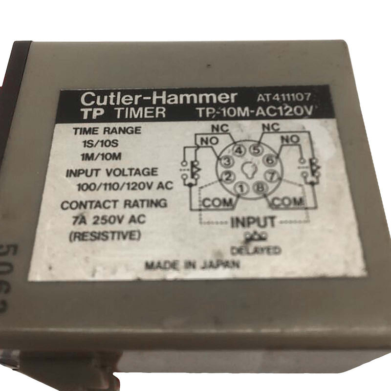 Eaton Klockner Cutler Hammer Timer Relay 10min 120VAC TP-10M-AC120V