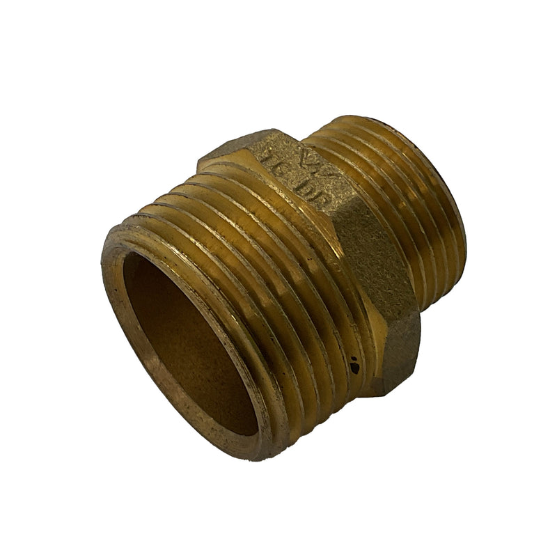 Reducing Hex Nipple Male to Male BSP Brass 1" to 3/4"