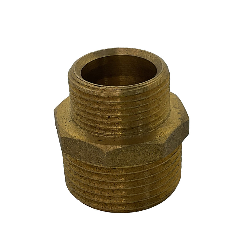 Reducing Hex Nipple Male to Male BSP Brass 1" to 3/4"