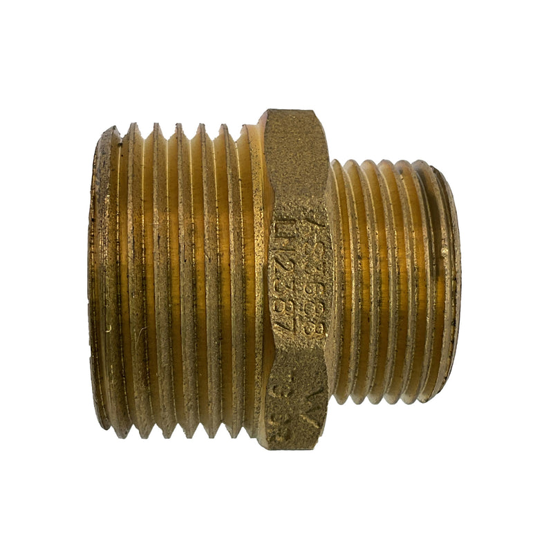 Reducing Hex Nipple Male to Male BSP Brass 1" to 3/4"