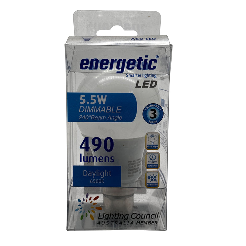 Energetic LED Bulb 5.5W Dimmable Polycarbonate B22 112096C