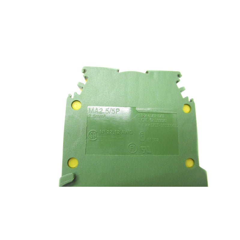 Entrelec Screw Clamp Terminal Block 12awg 2.5mm² Green/Yellow MA2.5/5P
