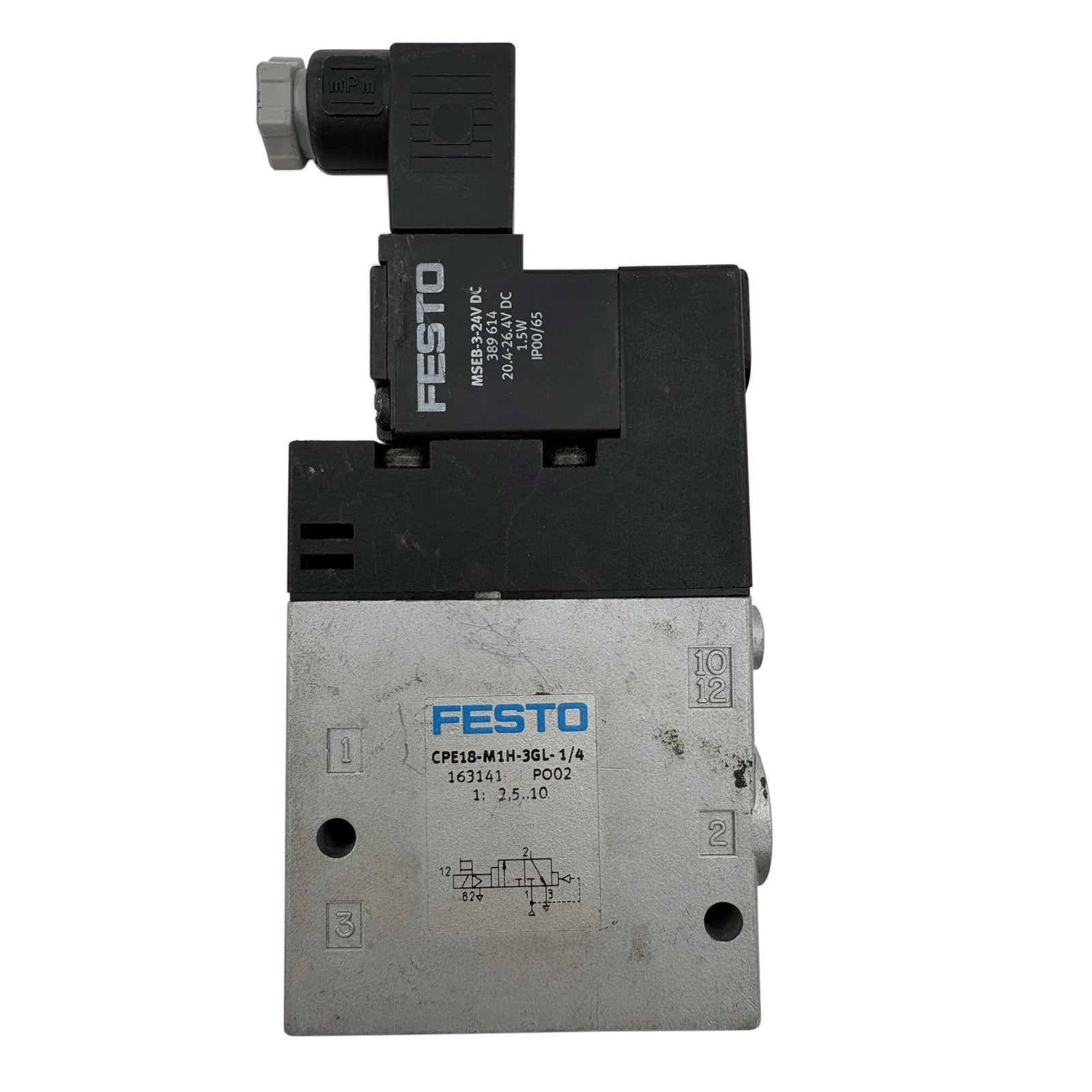 Festo Solenoid Valve 2.5-10 Bar 24VDC IP65 163141 CPE18-M1H-3GL-1/4