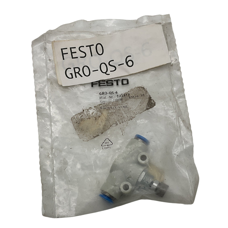 Festo Flow Control Valve 0-10bar 193973 GRO-QS-6