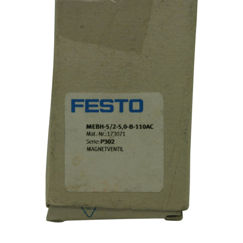 Festo Solenoid Valve 1-10 Bar 24VDC 110/230Vac MEBH-5/2-5.0-B-110AC