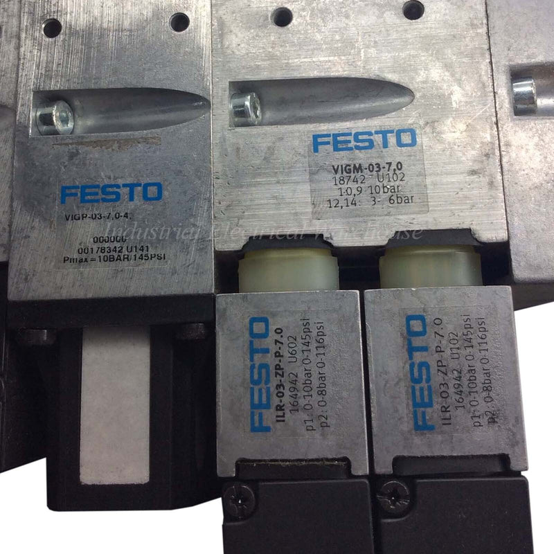 Festo Pneumatic Solenoid Valve Assembly with MTH-5/2-7.0-L-S-VI + More