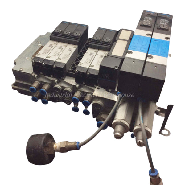 Festo Pneumatic Solenoid Valve Assembly with MTH-5/2-7.0-L-S-VI, MT2H-5/2-4.0-L-S-VI-B, VIGM-03-4.0, VIGP-03-7.0-4, VIGM-03-7.0, ILR-03, VIMP-03-B AS, IMP2-03-4, ILR-03-ZP-P-7.0, IEPR-03-7.0
