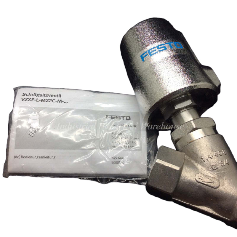 Festo Angle Seat Valve VZXF-L-M22C-M-A-G34-180-M1-V4V4T-50-20