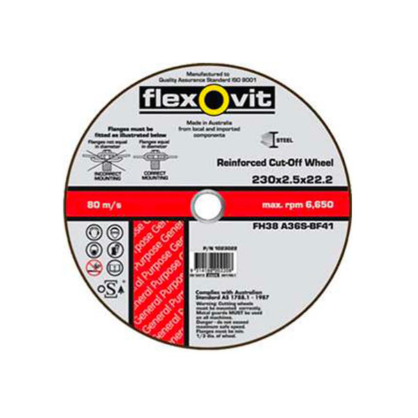 FlexOvit Metal Cutting Disc 230x2.5x22.23mm 80m/s Z237 1023022