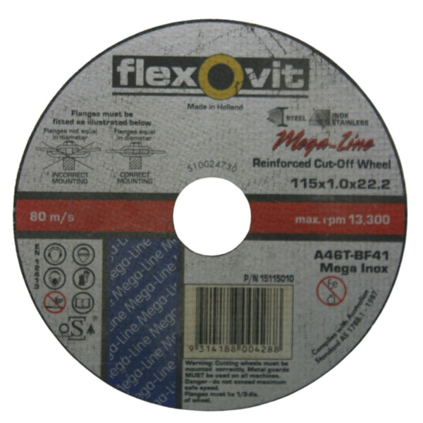 FlexOvit Metal Cutting Wheel 115x1x22.23mm 80m/s 15115010