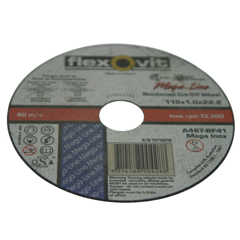 FlexOvit Metal Cutting Wheel 115x1x22.23mm 80m/s 15115010