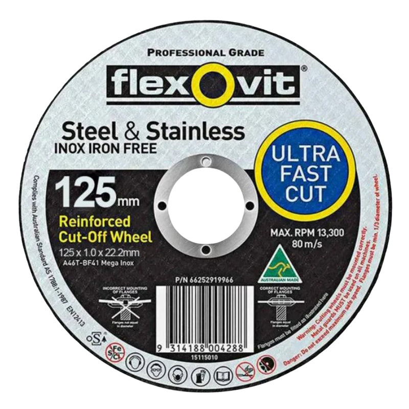 FlexOvit Metal Cutting Wheel 125x1.0x22.2mm 80m/s 15127010