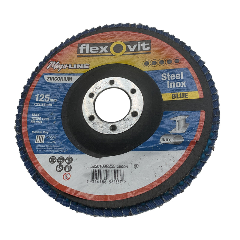 FlexOvit Megaline Flap Disc Zirconium 125 x 22mm 60 Grit 6S261039225