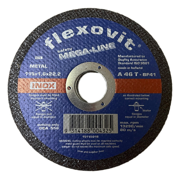FlexOvit Metal Cutting Wheel 115x1.6x22.23mm 80m/s 15115016