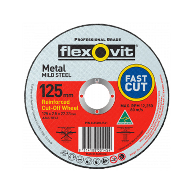 FlexOvit Metal Cutting Disc 125x2.5x 22.23mm 80m/s 1012722