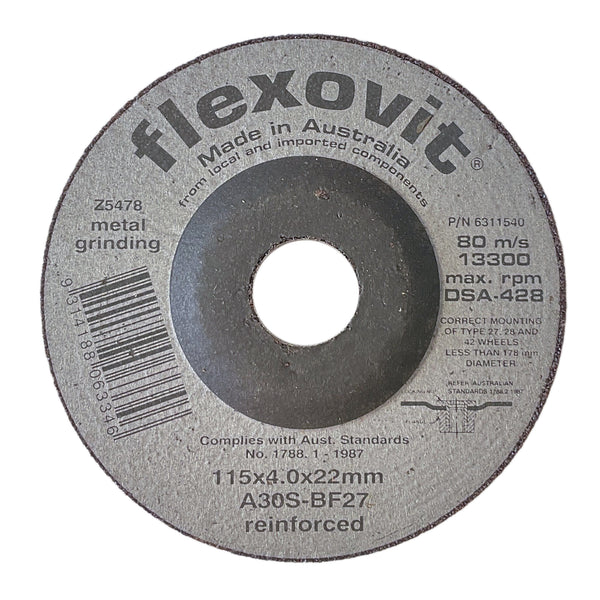FlexOvit Grinding Wheel 115x4x22.23mm 80m/s Z80 6311540
