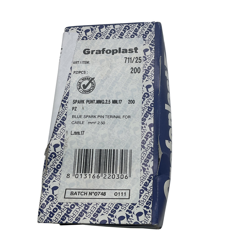 Grafoplast Spark Crimp-On Wire Pin Terminal Blue 711/25