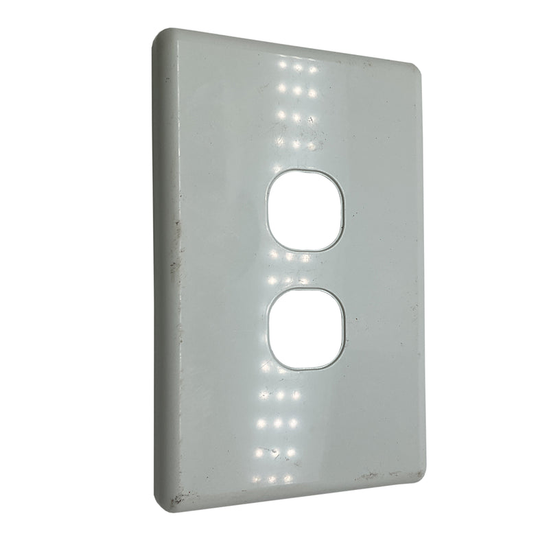 HPM Wall Switch Cover and Grid Plate 2-Gang Cover Only White