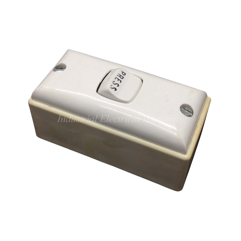 HPM Vertical Light Switch 1 Gang "Press" Button 15A 250V White P770