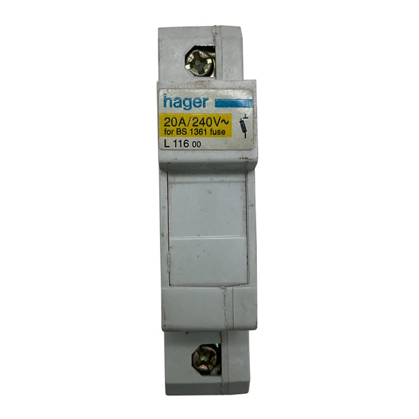 Hager Cartridge Fuse Holder 250V 20A Din Rail L116-00