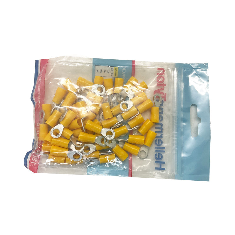 HellermannTyton Ring Terminal 5mm Stud Single Grip Yellow 3R5 Pack of 100