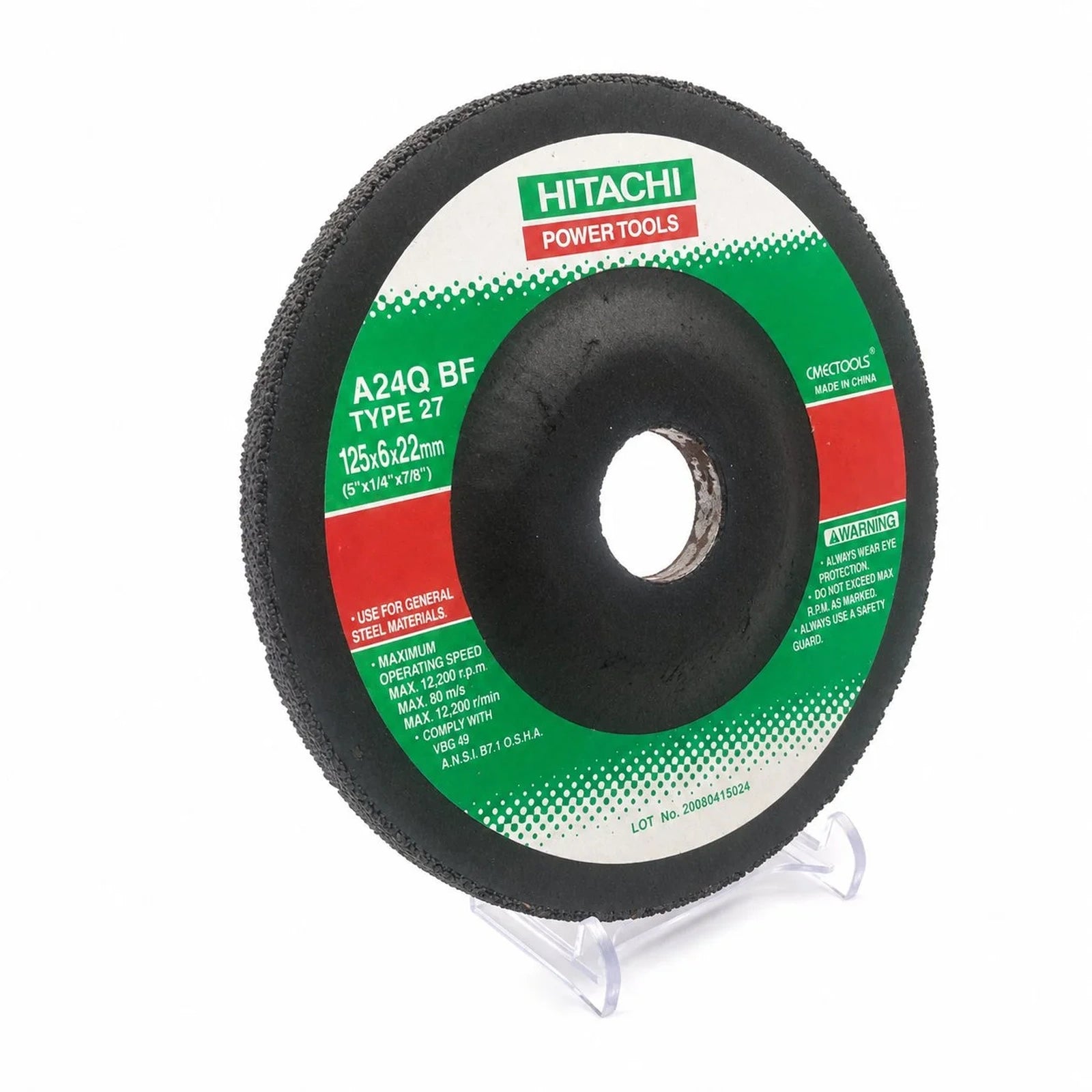 Hitachi Aluminum Oxide Grinding Wheel A24Q BF Type 27 125x2x22mm 20080415024