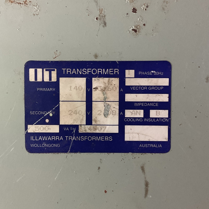 Illawarra Transformers Step Up Transformer 110VAC 3.6A 500VA 2A