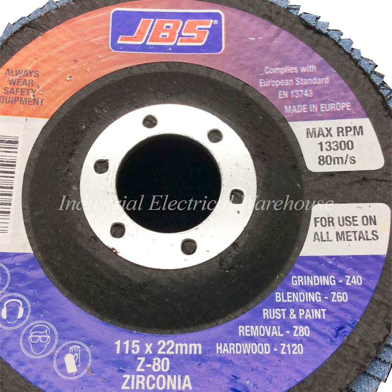 JBS Flap Disc Zirconia 115x22mm Z-80 80-Grit 0781 3309